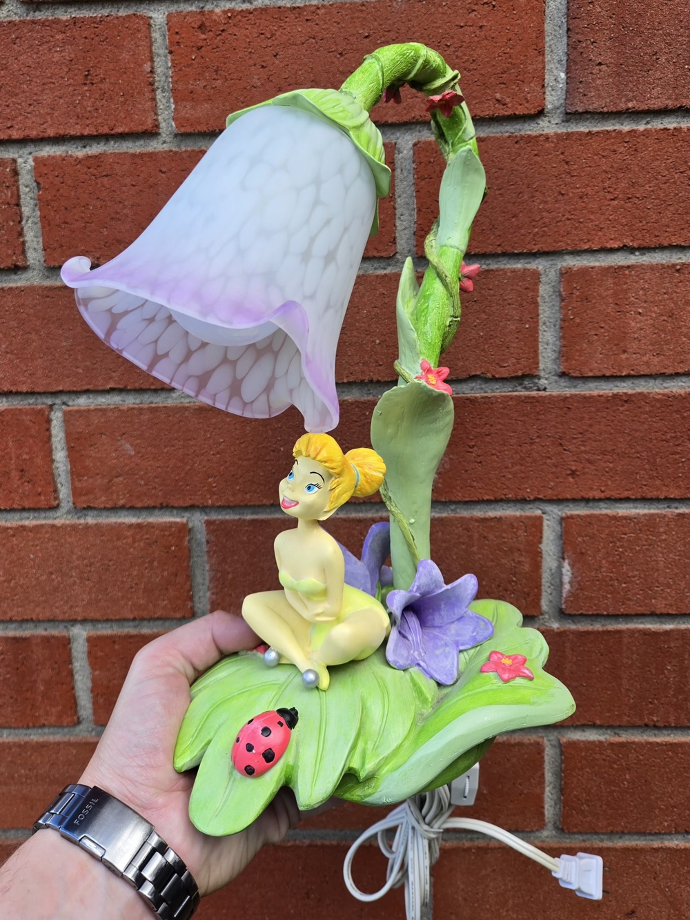 Disney Tinker Bell Flower Table Lamp in Green and Purple By Hampton Bay